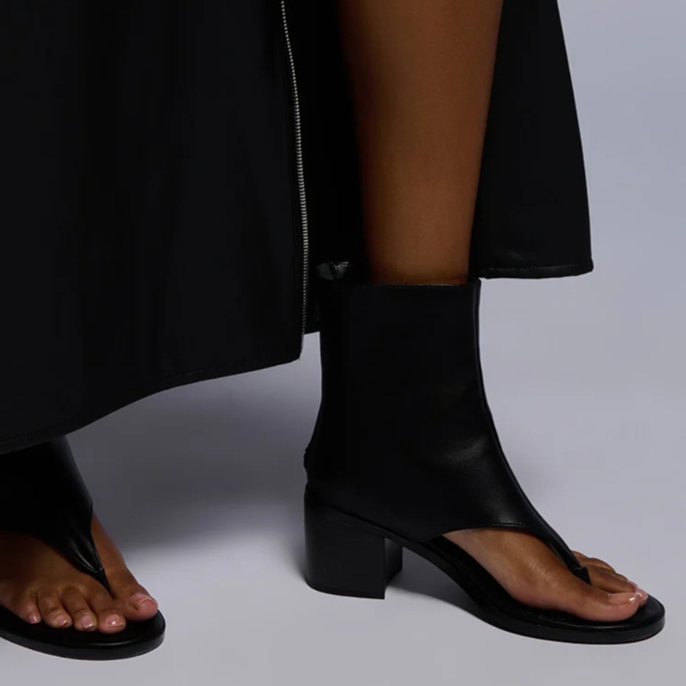 AKIRA Black Open-Toe Ankle Booties